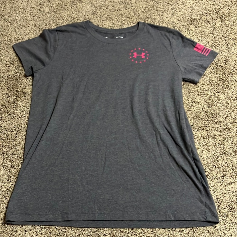 Under Armour Pink and Grey Freedom t shirt
